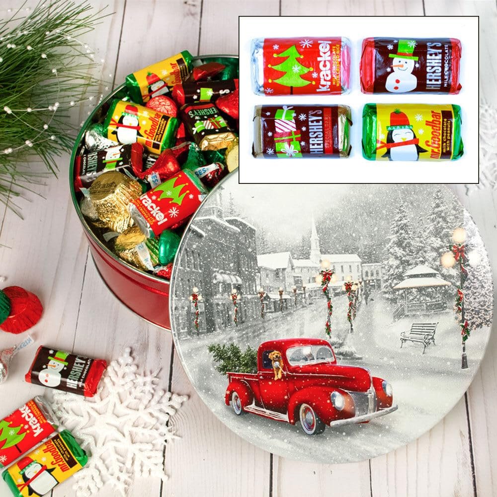104 pcs Christmas Gift Tin with Holiday Chocolate Candy Mix (1.5 lb)