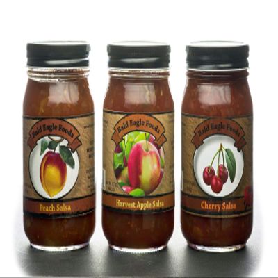 Bald Eagle Foods Cherry, Apple, and Peach Salsa Trio Each Jar is 16 oz