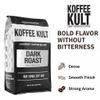 Koffee Kult Dark Roast Whole Bean Coffee 100% Arabica Coffee Beans, Gourmet Artisan Blend with Chocolate & Cinnamon Notes - 80oz Resealable Bag view 2