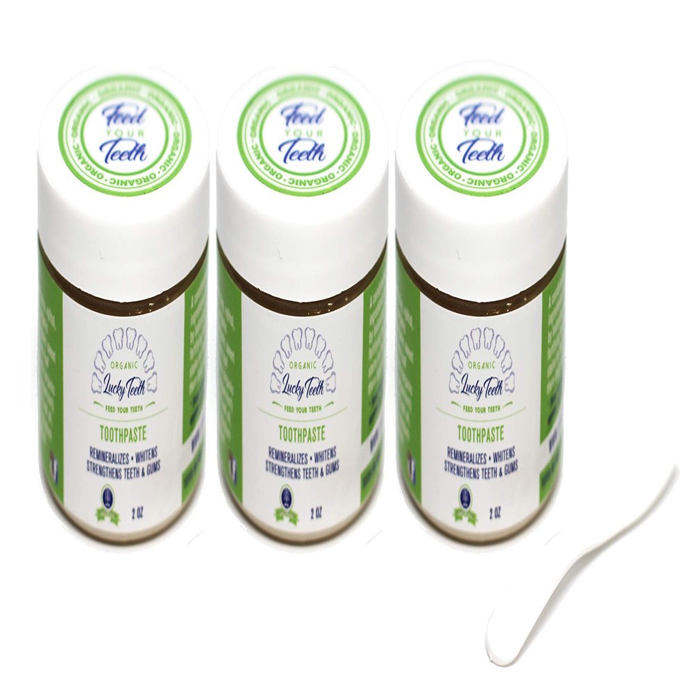 Lucky Teeth Organic Toothpaste-All Natural, Remineralizes and Fortifies Teeth and Gums. (2 oz 3 Pack)