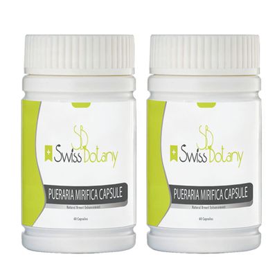 Swiss Botany Organic Pueraria Mirifica Breast Enhancement Pills for Women - Breast Enlargement Capsule for Elasticity, Firmness and Smoothness - Improves Skin, Hair and Nails - 2 x 60