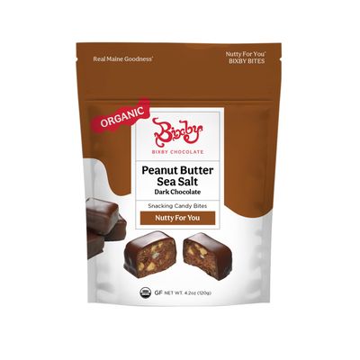 Bixby Organic Dark Chocolate Crunchy Peanut Butter Sea Salt Bites - Gluten Free, Kosher, Non-GMO Chocolate Clusters - Organic Dark Chocolate Snacks - Resealable 4.2oz Bags - Pack of 6 Bags
