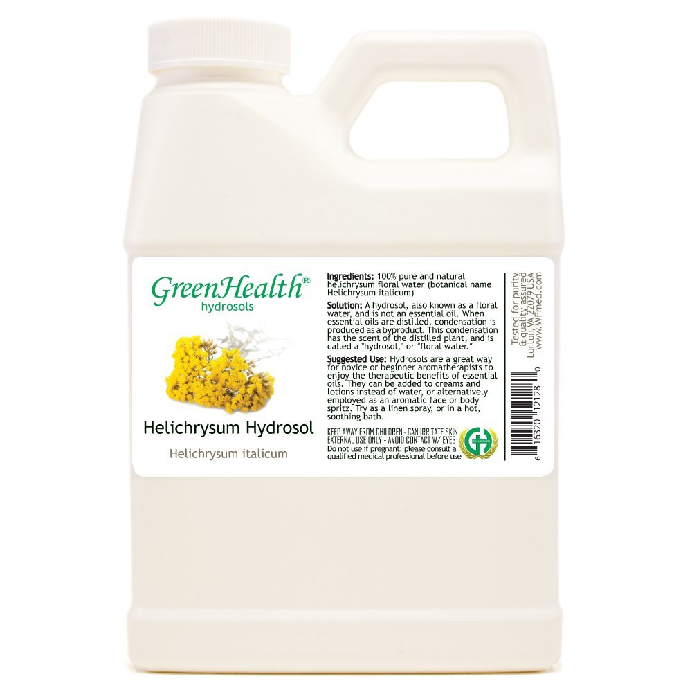 GreenHealth Helichrysum Floral Water - 16 fl oz Plastic Jug w/Cap - 100% Pure (NOT Oil)