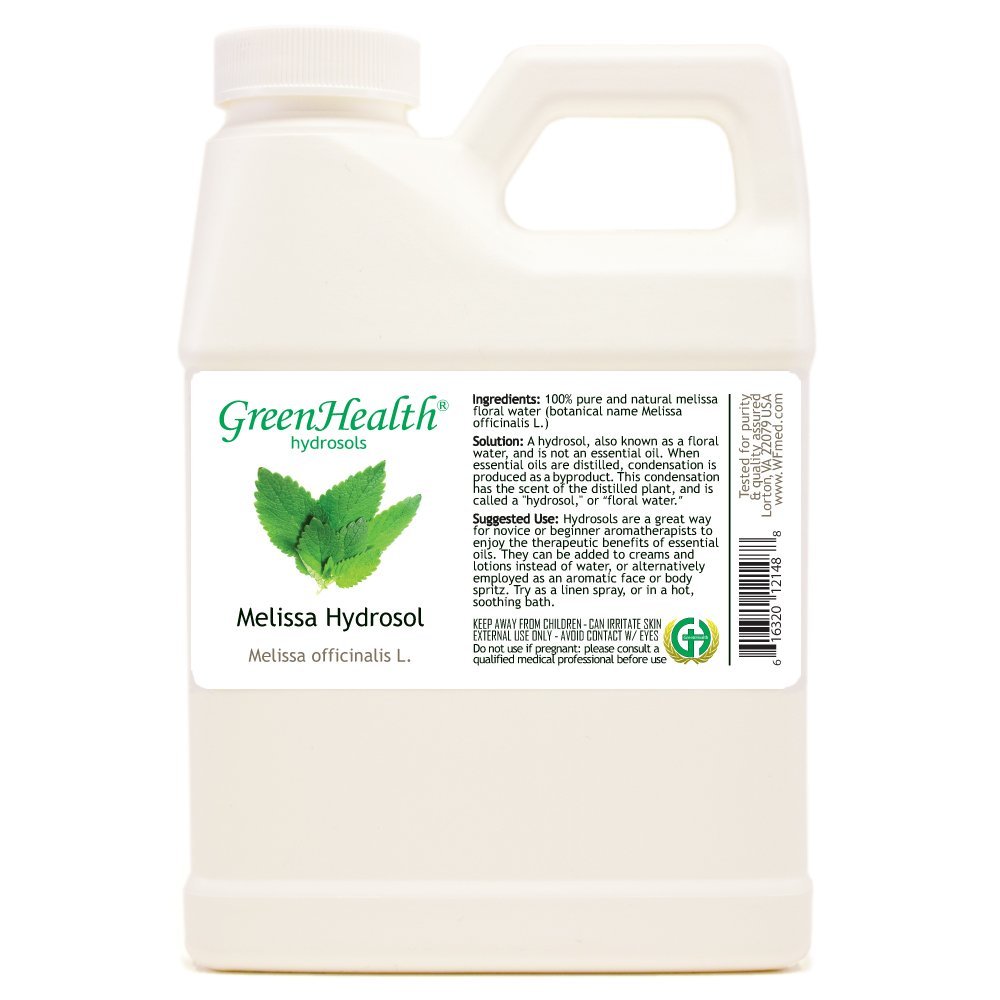 Melissa Hydrosol (Floral Water) - 16 fl oz Plastic Jug w/Cap - 100% Pure (NOT Oil)