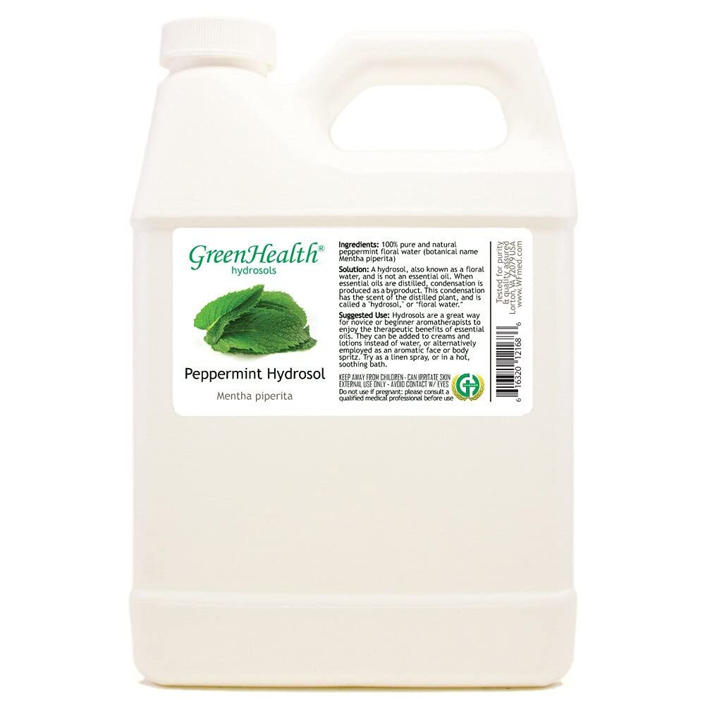 GreenHealth Peppermint Hydrosol (Floral Water) - 32 fl oz Plastic Jug w/Cap - 100% Pure (NOT Oil)