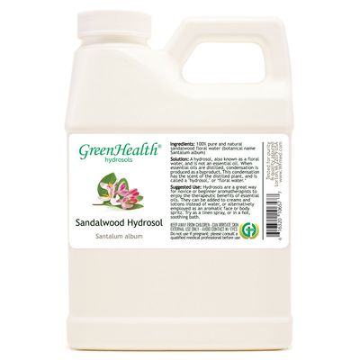Sandalwood Hydrosol (Floral Water) - 16 fl oz Plastic Jug w/Cap - 100% Pure (NOT Oil) - GreenHealth