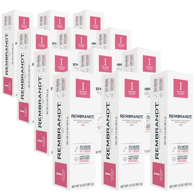 REMBRANDT Intense Stain Whitening Toothpaste With Fluoride, Removes Tough Stains, Rehardens And Strengthens Enamel, Mint Flavor, 3.5 Ounce (Pack of 12)