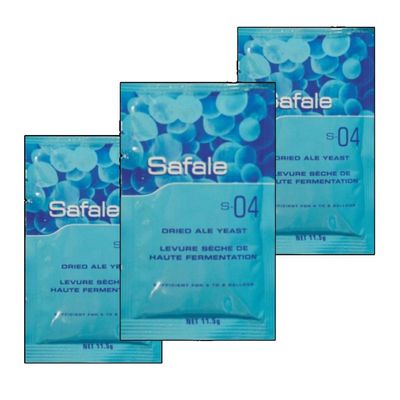 3x Fermentis Safale S04 Beer Yeast British style ales 11.5g 20-30L
