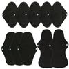 10pcs Reusable Bamboo Charcoal Cloth Menstrual Pads Set, Including 5pc Small Panty Liners + 3pcs Regular Flow Sanitary Pads +2pcs Heavy Flow Menstrual Pads view 1