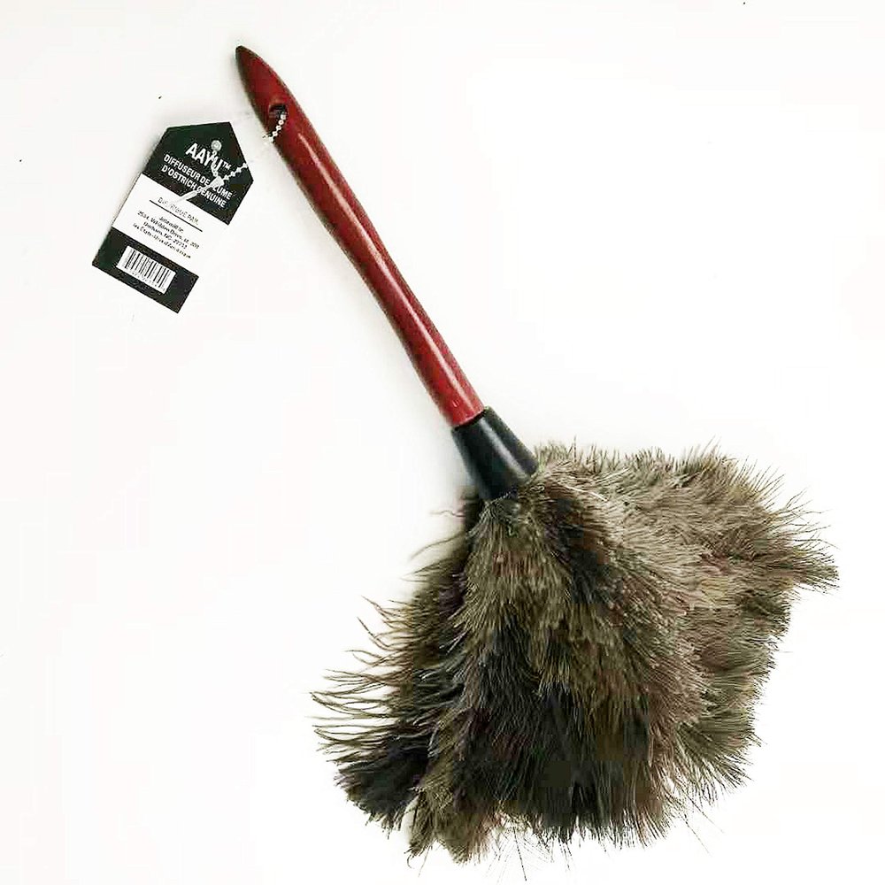 AAYU Premium 14.5" Feather Duster for Home | Natural Duster for Cleaning and Feather Moping | Eco Friendly | Genuine Ostrich Feather Duster with Wooden Handle | Easy to Clean Dust and Reuse (36 cm)